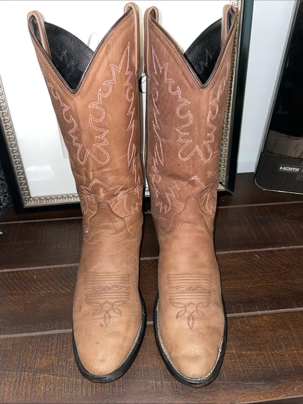 Old West SCL 7014 Leather Women's Western Cowgirl Heeled Boots Size 8 - Image 2