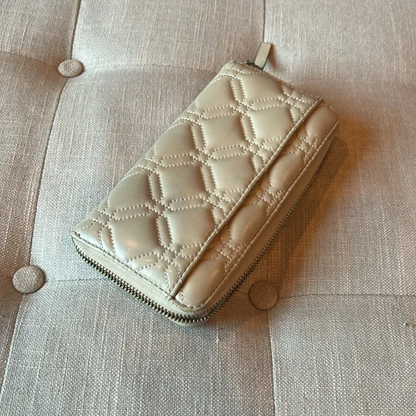 Kate Spade Astor Court Neda Quilted Leather Zip Around Wallet WLRU1240 Bone - Image 5