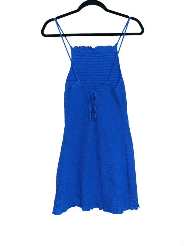 Free People Lyla Smocked Blue Sleeveless Mini Dress SMALL - Image 5