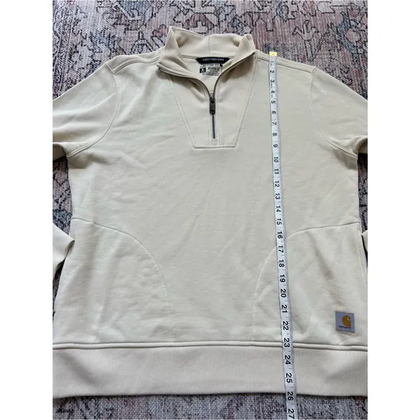 Carhartt Tencel Fiber Series Women's Half-Zip Pullover Sweatshirt Cream Medium - Image 10