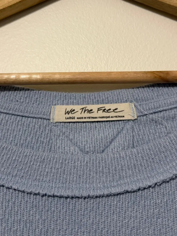 Free People We The Free Snowy Thermal Top Size Large in Baby Blue - Image 3