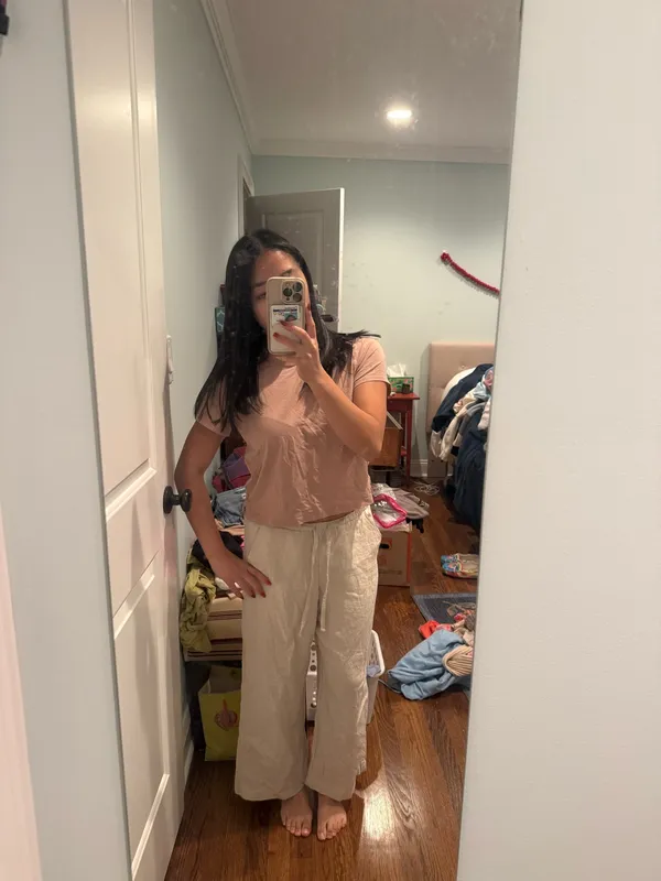 Hollister Cream Linen Pants Size S - Image 4