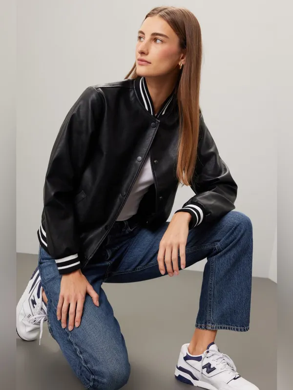Slate & Willow Varsity Faux Leather Jacket - Image 7