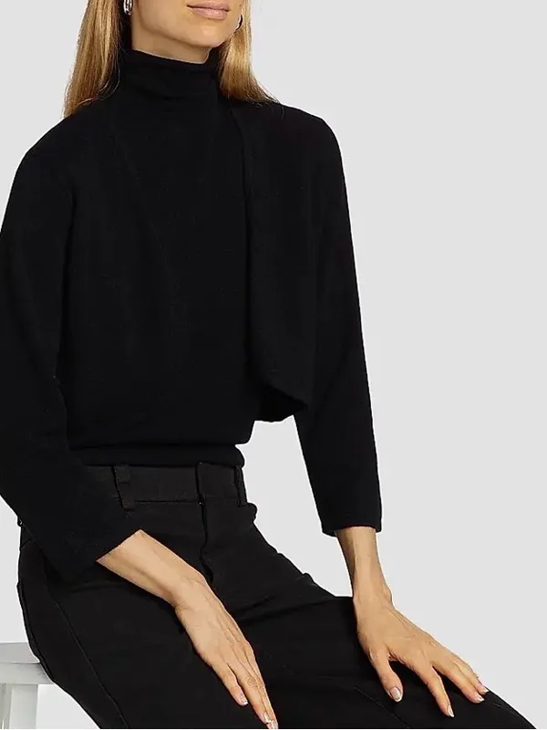 Saks Fifth Avenue 100 % Cashmere Black Cropped Bolero Shrug - Image 3