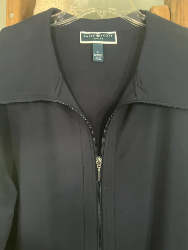 Karen Scott Sport Blue Zip Up Tunic Jacket Size Large - Image 3