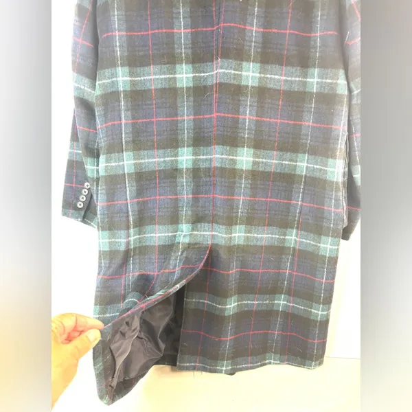 INC L Full Length Plaid Wool Blend Winter Coat - Image 3