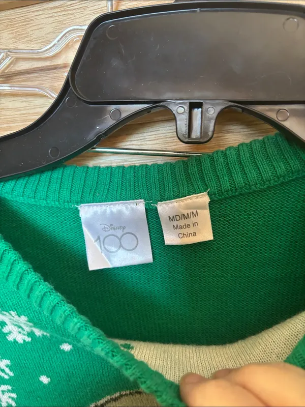 Disney Green Knit Holiday Sweater Medium - Image 4