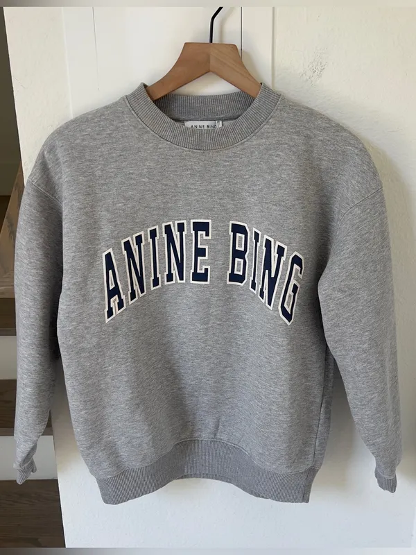 Anine Bing Spencer Sweatshirt Logo in Heather Grey NWT - Image 2