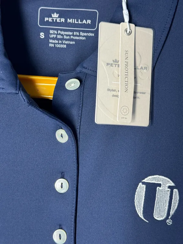 New Peter Millar Women's Navy Blue Sun Protection Performance Golf Polo - Image 9