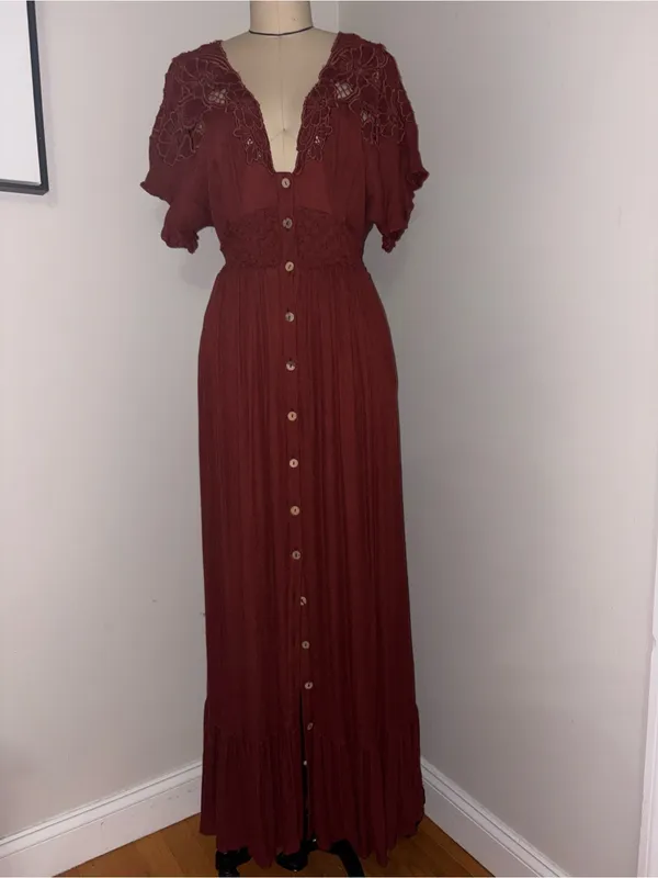 Free People Colette Maxi Dress Size Small Retail $198 Cinnamon - Image 6