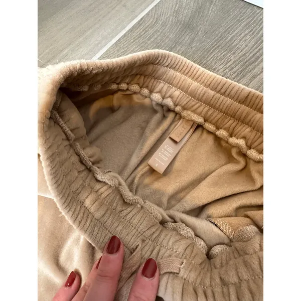 Skims Velour Sleep Set Sleeveless Crop Top Joggers Camel Beige‎ Womens Small - Image 2