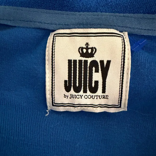 Juicy by Juicy Couture Blue Velour Zip Up Track Jacket Small Embroidered Crown - Image 5