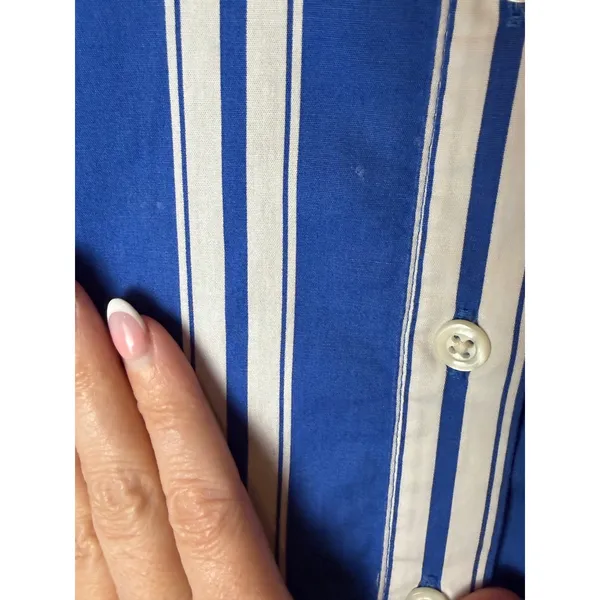 J Crew Amelia Shirt Dress Women 0 Blue White Striped Ruffle Hem Preppy Nautical - Image 9