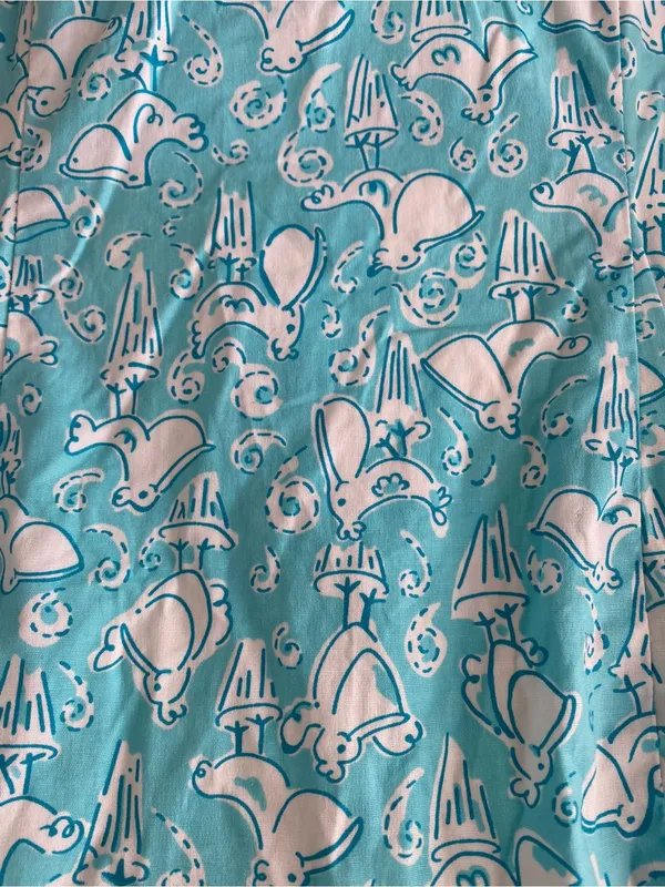 Lilly Pulitzer vintage pelicans Turquoise & White Paisley Spaghetti-Dress - Image 8