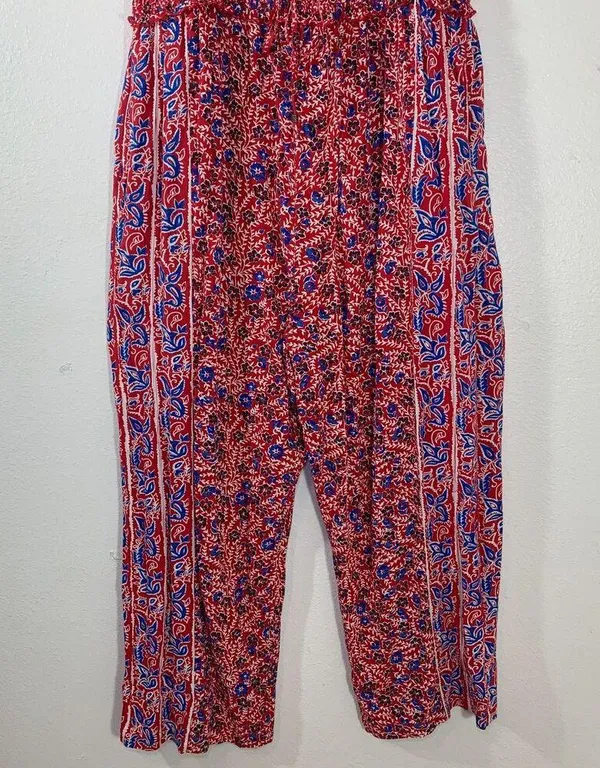 Fat Face Red Natalie Meadow Floral Milkmaid Cottagecore Wide Leg Jumpsuit Sz 12 - Image 6