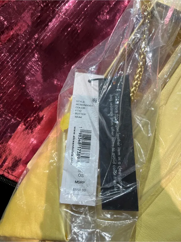 Nwt Alice + Olivia Semira Bow Clutch Bag Butter Yellow - Image 9