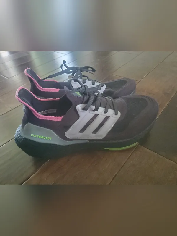 adidas Ultra Boost 21 Gray Ice Purple Athletic Shoes Size 10 Womens - Image 2