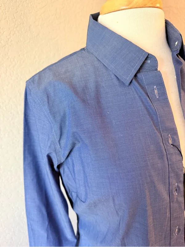 NWT Banana Republic Tailored Fit Shirt 6 Petite Blue Stripe Button Down - Image 2