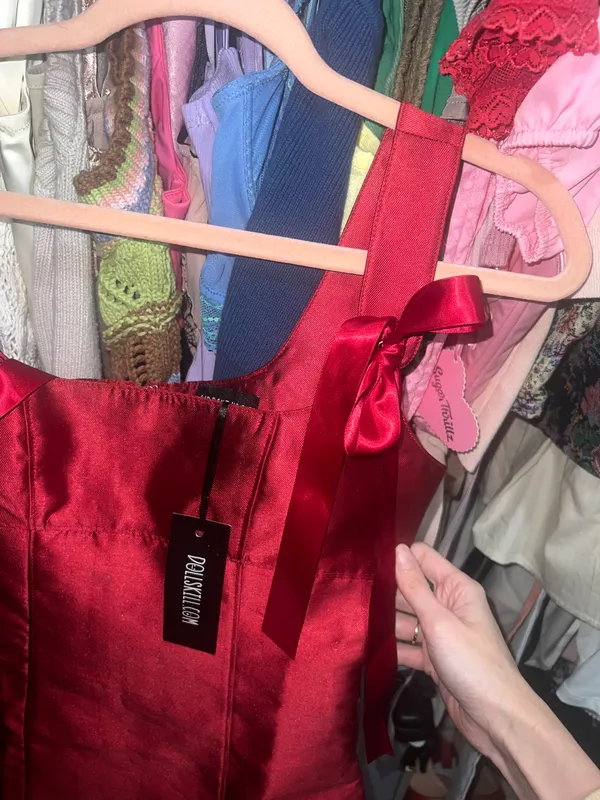 Current Mood Pixie Stardust Red Bow Mini Dress - Image 5