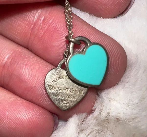 Tiffany & Co Blue Double Mini Heart Necklace - Image 2