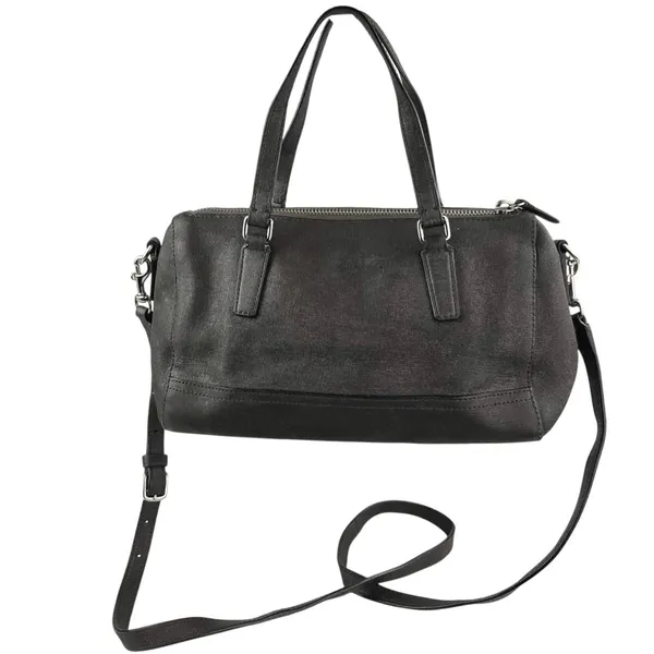 Coach Saffiano Women's Black Leather Adjustable Mini Satchel Handbag Crossboby - Image 3