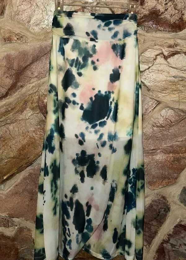 Commense Tie Dye Print Halter Backless Skirt Set size xs Green - Image 5
