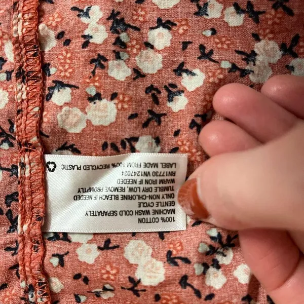 Universal Threads Micro Floral Baby Doll Short Sleeve Orange Shirt - Size Small - Image 8