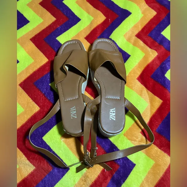 ZARA PLATFORM WEDGE LEATHER SANDALS - Image 7