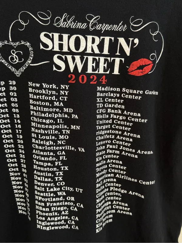 Sabrina Carpenter Short n’ Sweet Tour 2024 Graphic Off the Shoulder T-Shirt - Image 11