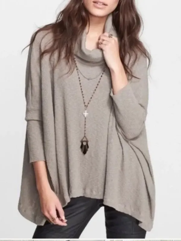 FP Beach Free People Tan/Brown “World Traveler” Cowl Neck Open Back Pullover - Image 10