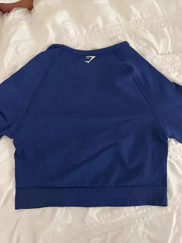 Navy Blue Gymshark Long Sleeve Top - Image 2