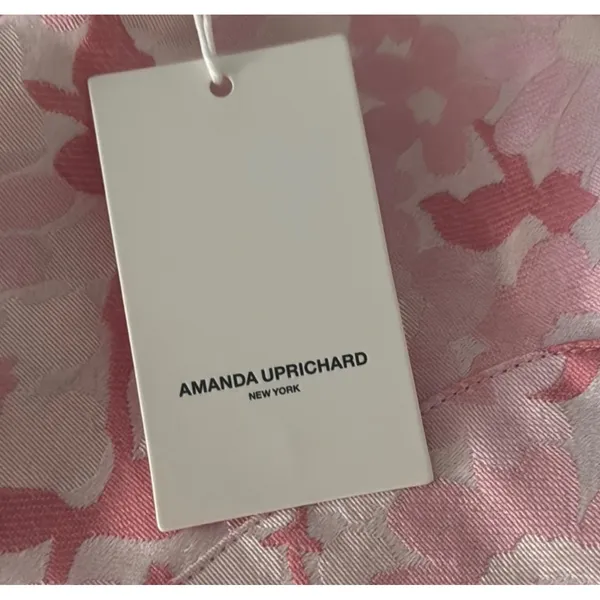 NWT Amanda Uprichard Grady Dress Pink Floral Jacquard Mini Square Neck‎ Medium - Image 3