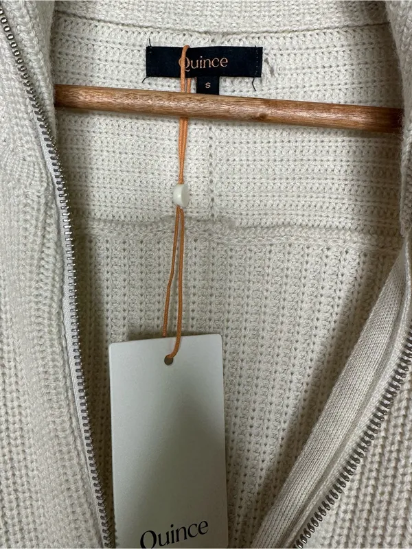 Quince NWT 100% Merino Wool Half Zip Sweater Cream Ivory Size Small - Image 8