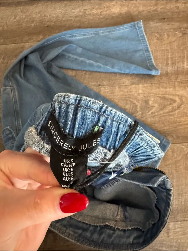 NWT Sincerely Jules Strapless Cargo Denim Jumpsuit - Image 5