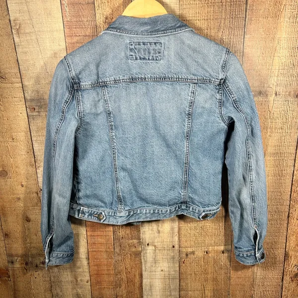 Ann Taylor LOFT Blue 100% Cotton Denim Trucker Jacket Classic Small Jean - Image 8