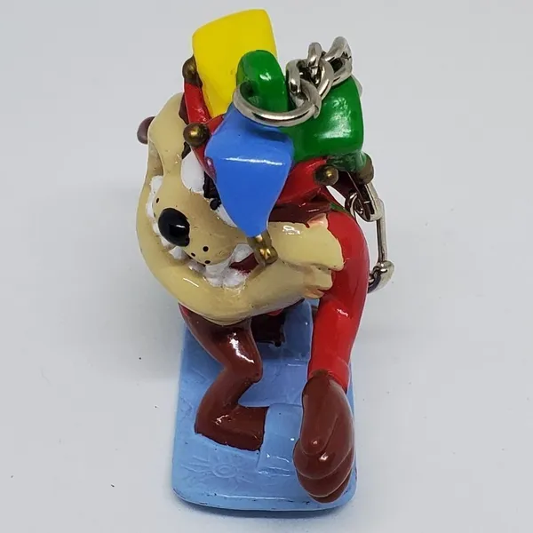 Tasmanian Devil Christmas Snowboard Keychain Brown - Image 2