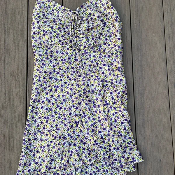 NWT Zara Yellow‎ Floral Draped Satin Effect Mini Dress - Image 6