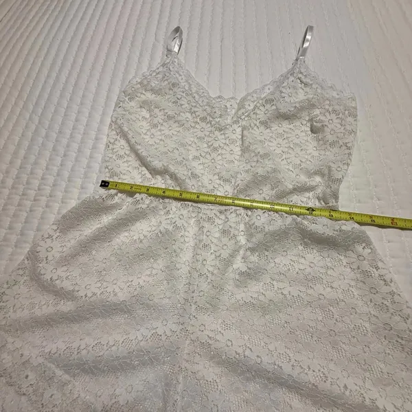 Frederick’s Of Hollywood White Floral Lace Romper Lingerie Sz L Large - Image 4