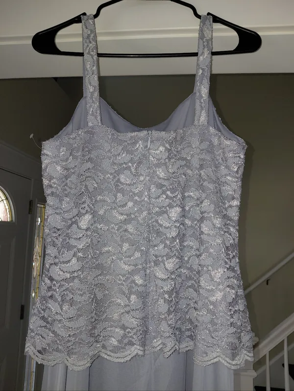 NWT Marina Silver/Grey Lace Chiffon Long Gown Size 6 | Elegant Wedding Guest - Image 13
