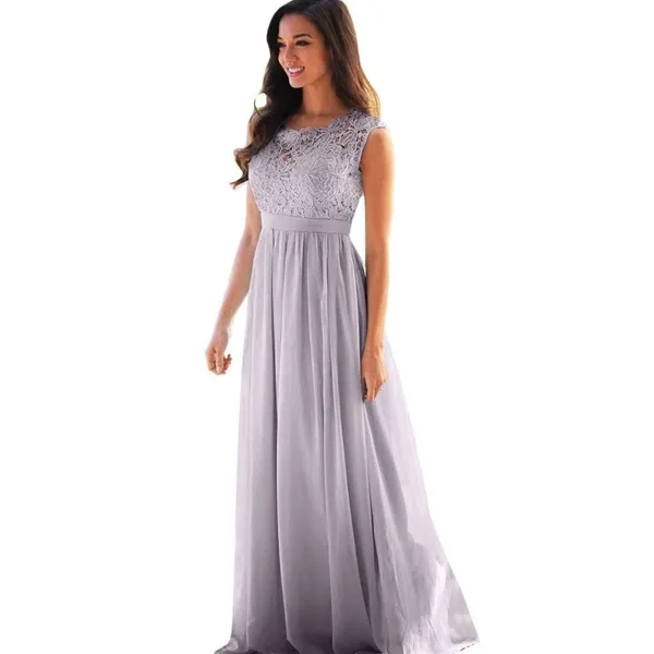 Women’s Blue Gray Chiffon & Lace Full Length Bridesmaid Formal Dress Size 12 NWT - Image 10