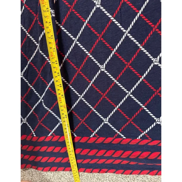 Tommy Hilfiger Women XL Navy Red Rope Print Faux Wrap Tall Girl Friendly - Image 5
