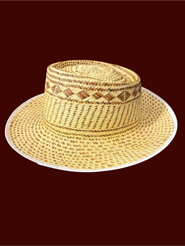 Handwoven Straw Sun Hat Natural Tan Wide Brim Boho Beach Resort Unisex One Size - Image 2