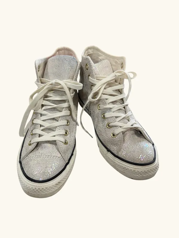 Converse Chuck Taylor All Star Hi Top Metallic Iridescent Crackle Leather 10 - Image 3