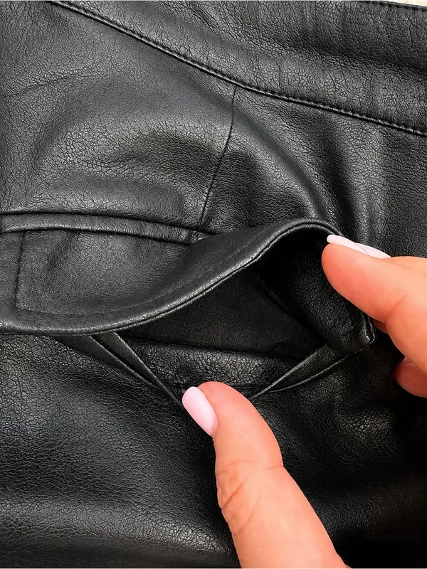 Willow & Clay Black High-Waist Faux Leather Shorts - Image 7