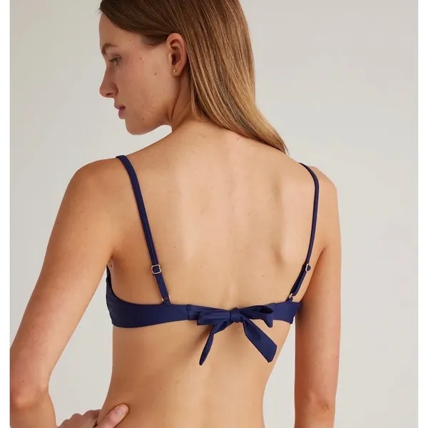 New Quince Women's Italian Demi Bikini Underwire Top Deep Navy Blue Size Small - Image 3
