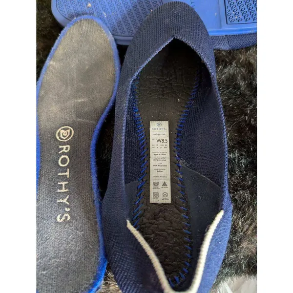 Rothy's Navy Blue The Round Toe Retired White Halo‎ Ballet Flats EUC Size 8.5 - Image 4