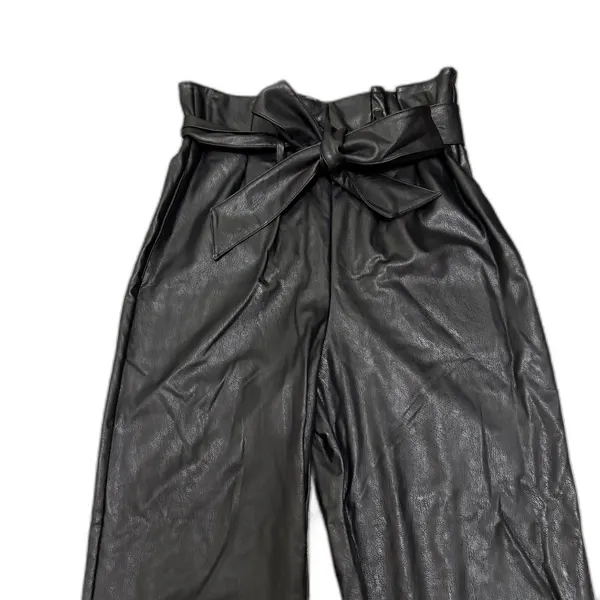 NWT Evereve‎ Commando Faux Leather Paperbag Pants Black Belted Edgy Size XS - Image 4