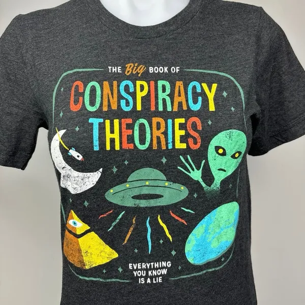 Conspiracy Theory Short Sleeve Funny Humorous Wicked Graphic T-Shirt Top Size XS - Image 4