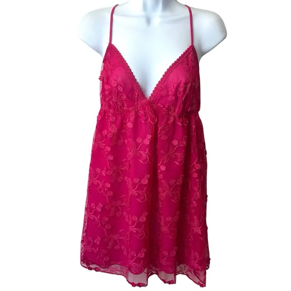 NEW Flora Nikrooz Meg‎ Floral Embroidered Chemise Pink Sleepwear Feminine S - Image 2