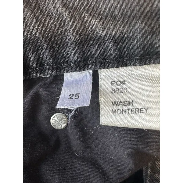 Reformation Size 25 Women's‎ Button Zip High Rise Black Distress Denim Shorts - Image 5